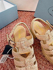 Bagsaaa Prada Women's Monolith Crochet Cage Sandals beige - 4