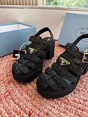 Bagsaaa Prada Women's Monolith Crochet Cage Sandals black - 2