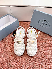 Bagsaaa Prada Women's Monolith Crochet Cage Sandals white - 1