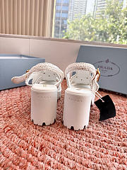 Bagsaaa Prada Women's Monolith Crochet Cage Sandals white - 4