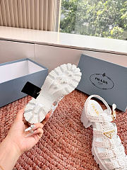 Bagsaaa Prada Women's Monolith Crochet Cage Sandals white - 2
