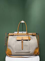 Bagsaaa Prada Bonnie linen and leather tote bag 2VG128 - 50cm - 1