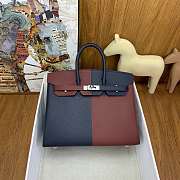 Bagsaaa Hermès Birkin in Bleu Indigo and Rouge Sellier Epsom - 25cm - 1