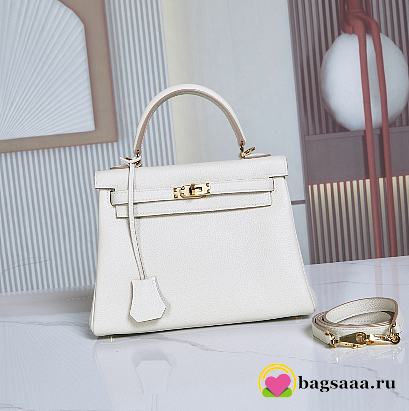 Bagsaaa white Hermès Kelly Retourne 25 handbag & gold hardware - 1