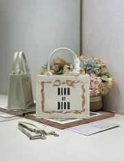 Bagsaaa Small Dior Book Tote with Strap Beige, Pink and Black Book Cover Embroidery - 26.5cm - 1
