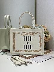 Bagsaaa Medium Dior Book Tote with Strap Beige, Pink and Black Book Cover Embroidery - 36cm - 1