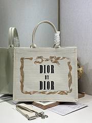 Bagsaaa Large Dior Book Tote Beige, Pink and Black Book Cover Embroidery - 42cm - 1