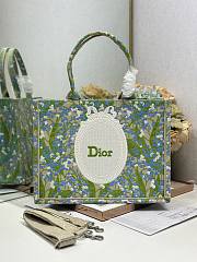 Bagsaaa Medium Dior Book Tote with Strap Multicolor Lily of the Valley Embroidery with Dior Médaillon 36cm - 1