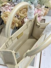Bagsaaa Small Dior Book Tote with Strap Beige and Red Book Cover Embroidery - 26.5 cn - 3