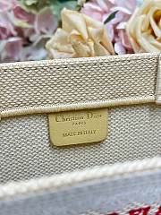 Bagsaaa Small Dior Book Tote with Strap Beige and Red Book Cover Embroidery - 26.5 cn - 2