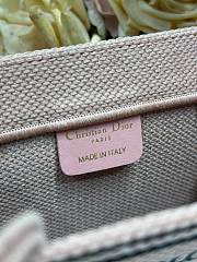 Bagsaaa Small Dior Book Tote with Strap  Pink and Green Book Cover Embroidery - 26.5cm - 2