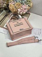 Bagsaaa Small Dior Book Tote with Strap  Pink and Green Book Cover Embroidery - 26.5cm - 4