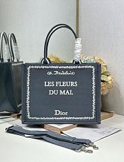 Bagsaaa Medium Dior Book Tote with Strap Blue and White Book Cover Embroidery - 36cm - 1