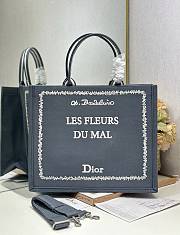 Bagsaaa Large Dior Book Tote Blue and White Book Cover Embroidery - 42 cm - 1