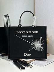 Bagsaaa Large Dior Book Tote Black and White Book Cover Embroidery - 42cm - 1