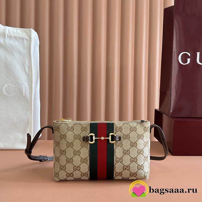 Bagsaaa Gucci Horsebit Web small shoulder bag 867130 beige - 20cm - 1