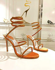 Bagsaaa René Caovilla Cleo crystal-embellished leather heeled sandals orange - 1