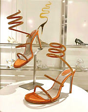 Bagsaaa René Caovilla Cleo crystal-embellished leather heeled sandals orange - 3