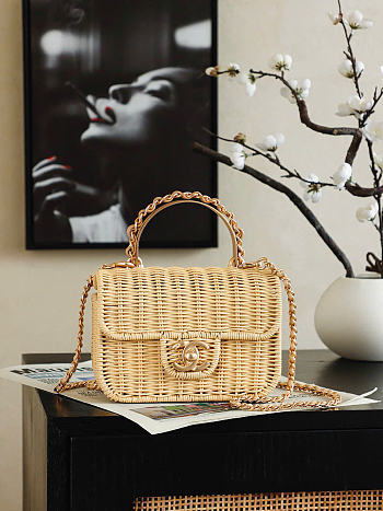 Bagsaaa Chanel Mini Flap Bag with Top Handle AS5984 beige - 18.5 cm