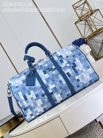 Bagsaaa LV M28842 Keepall Bandoulière 50 Denim Blue - 50cm