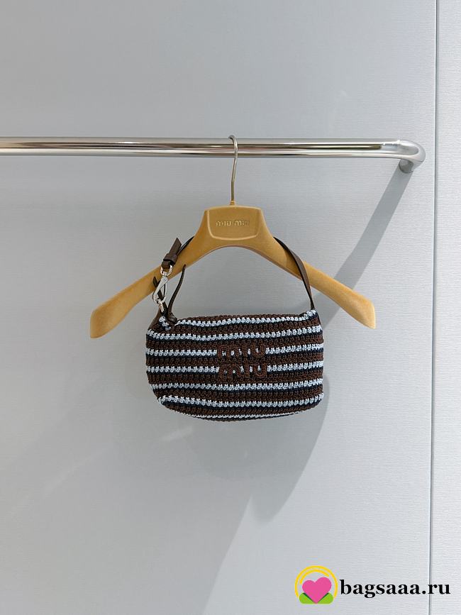 Bagsaaa Miu Miu Crochet pouch 5NE841 Brown/Celeste - 18.5cm - 1