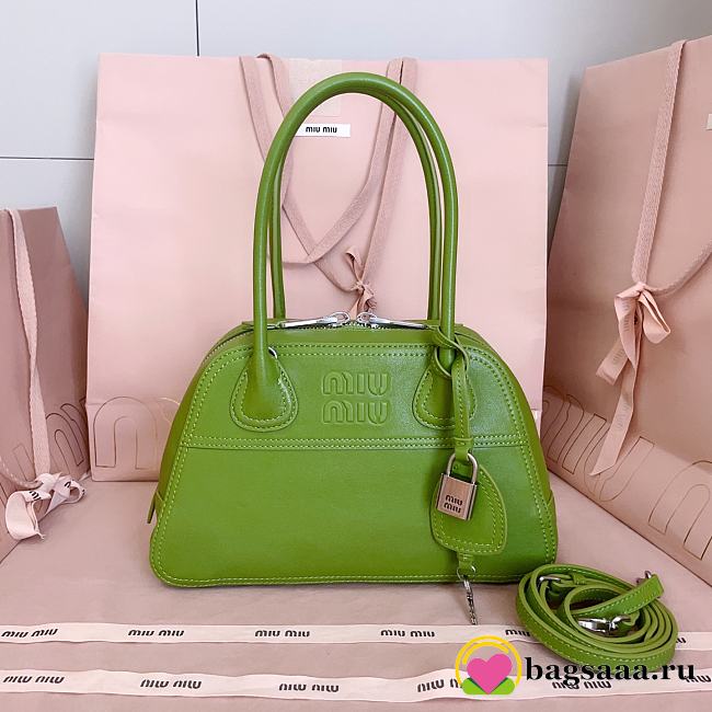Bagsaaa Miu Miu Vivant nappa leather bag 5BB200 green - 28cm - 1