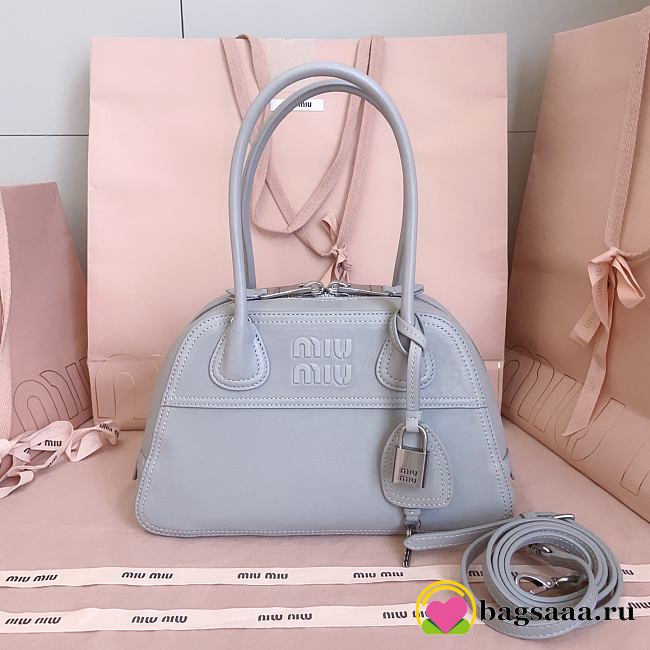 Bagsaaa Miu Miu Vivant nappa leather bag 5BB200 gray - 28cm - 1