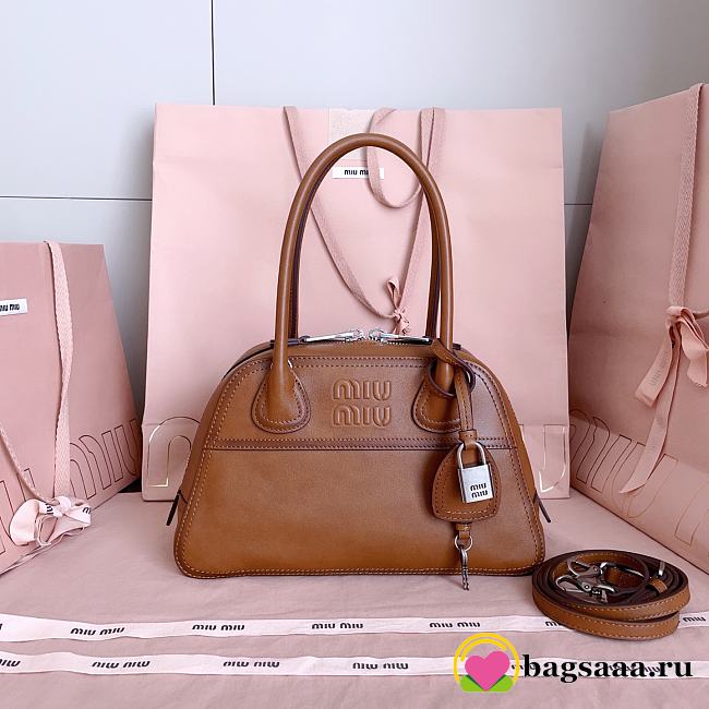 Bagsaaa Miu Miu Vivant nappa leather bag 5BB200 brown - 28cm - 1