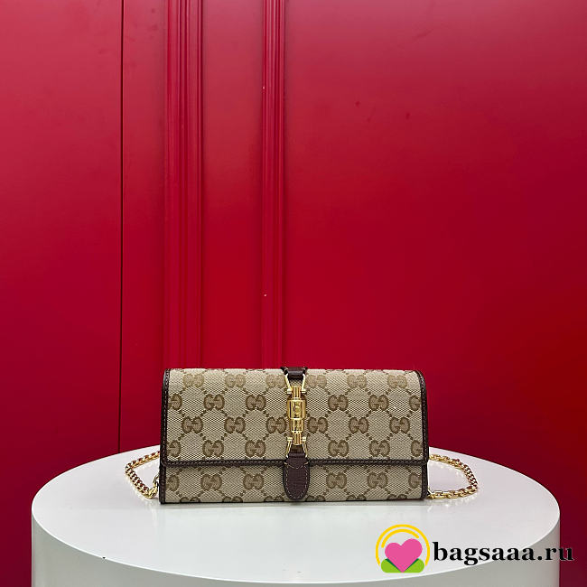 Bagsaaa Gucci Jackie wallet on chain 867165 Sand and dark brown - 19cm - 1