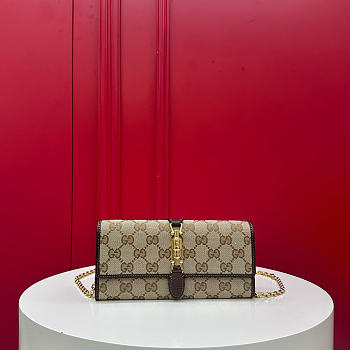 Bagsaaa Gucci Jackie wallet on chain 867165 Sand and dark brown - 19cm