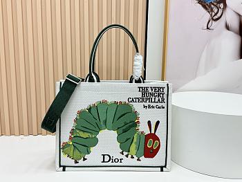 Bagsaaa Medium Dior Book Tote with Strap Multicolor Book Cover Embroidery - 36cm