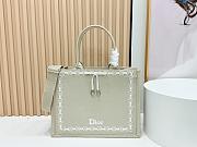 Bagsaaa Medium Dior Book Tote with Strap Beige Embroidery and White Woven Grosgrain Ribbon - 36cm - 1