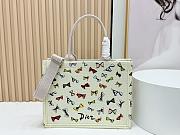 Bagsaaa Dioriviera Medium Dior Book Tote with Strap Latte Multicolor Dior Bows Embroidery - 36cm - 1