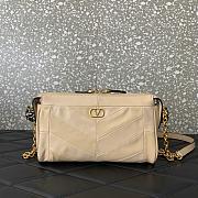 Bagsaaa Valentino Garavani Panthea Small Shoulder Bag In Nappa Leather With A Chevron Pattern beige - 24cm - 1