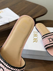 Bagsaaa Dioriviera Dior Woven Slide Soupir Pink Crocheted Raffia - 4