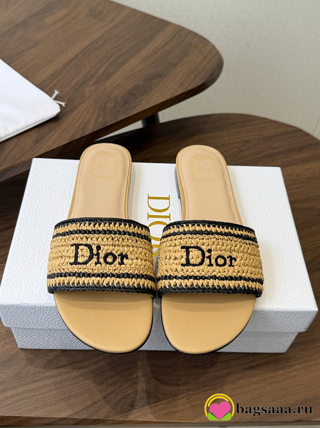 Bagsaaa Dioriviera Dior Woven Slide Beige Crocheted Raffia - 1