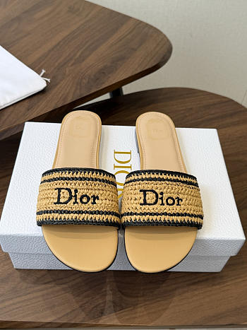 Bagsaaa Dioriviera Dior Woven Slide Beige Crocheted Raffia