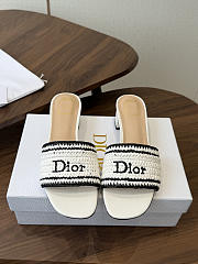Bagsaaa Dioriviera Dior Woven Heeled Slide White Crocheted Raffia 3.5cm - 1