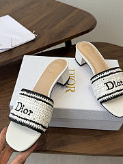 Bagsaaa Dioriviera Dior Woven Heeled Slide White Crocheted Raffia 3.5cm - 3