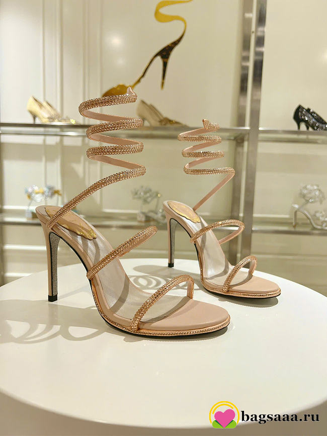 Bagsaaa René Caovilla Cleo embellished sandals gold - 1