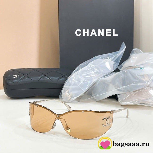 Bagsaaa Chanel Shield Sunglasses A71787 Light Yellow & Silver  - 1