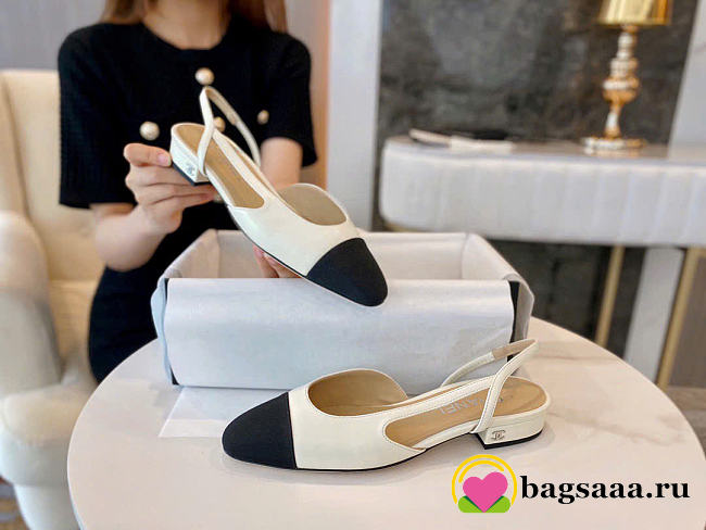 Bagsaaa Chanel Slingback Flats White - 1