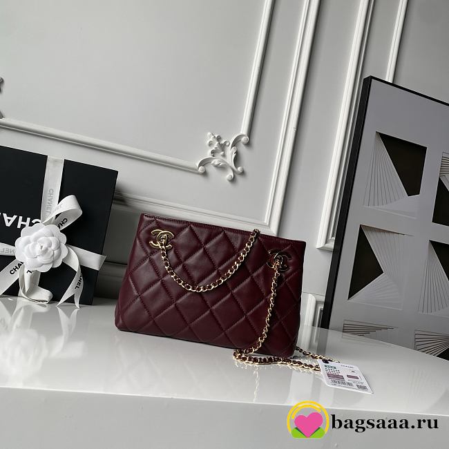 Bagsaaa Chanel Spring Summer 2026 Mini Shopping Bag AS6248 Burgundy - 25cm - 1