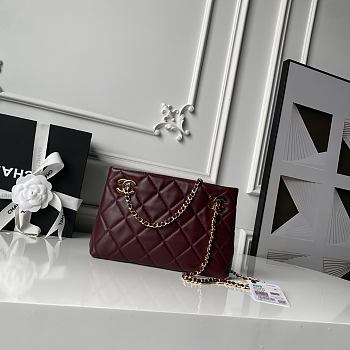 Bagsaaa Chanel Spring Summer 2026 Mini Shopping Bag AS6248 Burgundy - 25cm