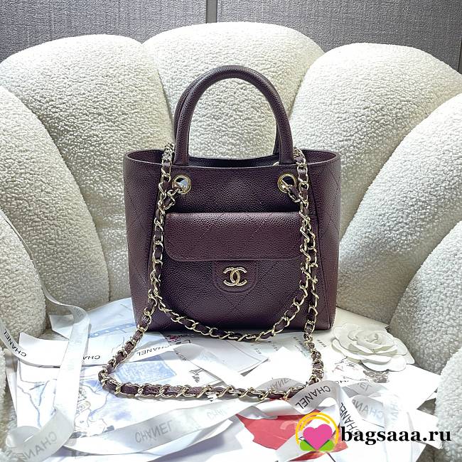 Bagsaaa Chanel 2026 collection Mini Shopping Bag AS6025 Burgundy - 25cm - 1