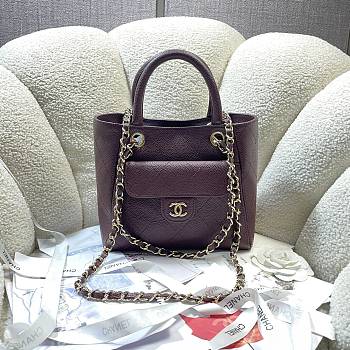 Bagsaaa Chanel 2026 collection Mini Shopping Bag AS6025 Burgundy - 25cm