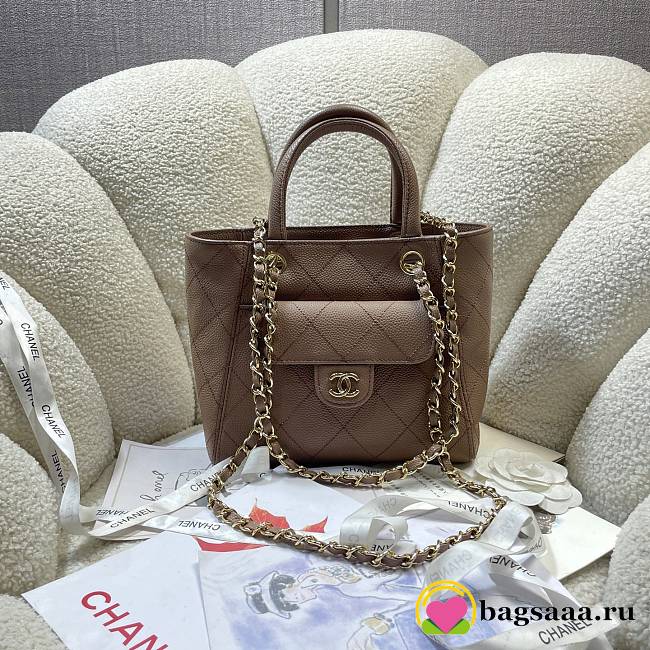 Bagsaaa Chanel 2026 collection Mini Shopping Bag AS6025 brown - 25cm - 1