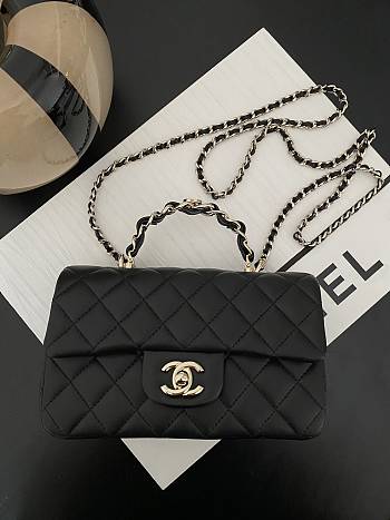 Bagsaaa Chanel Mini Classic Handbag With Top Handle AS2431 black lambskin - 20cm