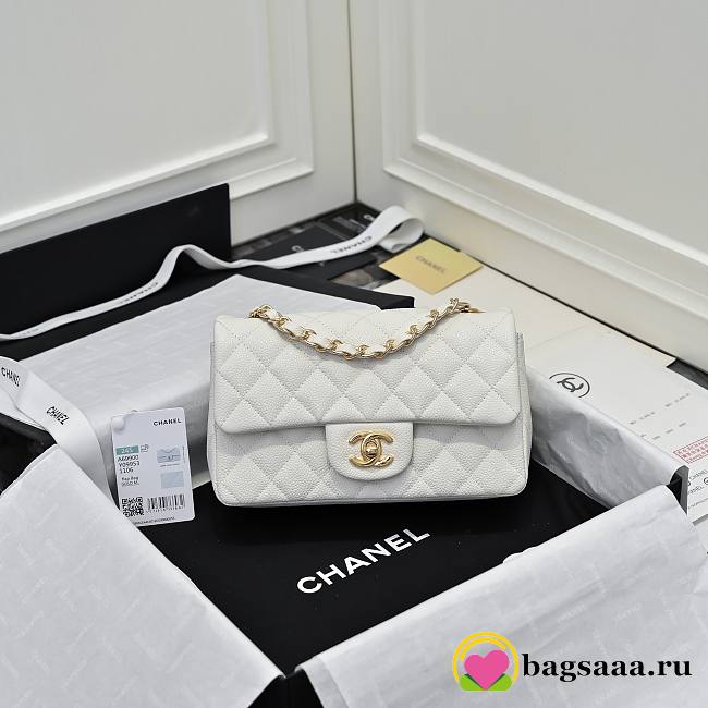 Bagsaaa Chanel Mini Classic Handbag white caviar - 20cm - 1