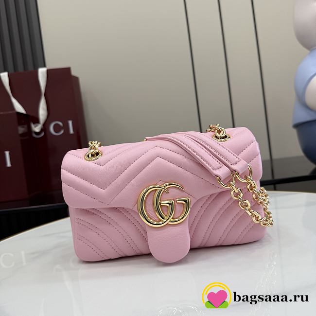 Bagsaaa Gucci GG Marmont small shoulder bag 837280 pink - 22cm - 1